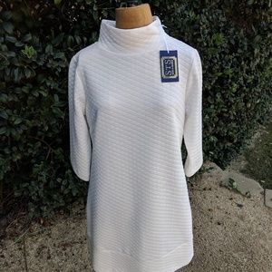 Cream/white quilted sheath dress